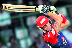 Delhi Daredevils� Kevin Pietersen plays a shot during their match against Deccan Chargers in New Delhi on Thursday