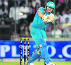 Pune Warriors� Jesse Ryder plays a shot during their match against Delhi Daredevils in New Delhi on Saturday. 