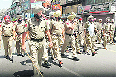 Police personnel during a security drill. 