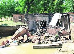 A collapsed portion of the water mill that dates back to the colonial period.