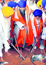 The memorial�s stone being laid
