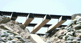 The base of the rail track has given way near Khui Khera model railway station.