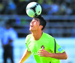 Portugal's Cristiano Ronaldo controls the ball during a training camp in Obidos, held ahead of the Euro 2012, which will take place in Poland and Ukraine from June 8 to July 1. 