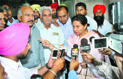 Union Minister Preneet Kaur speaks to mediapersons in Patiala. Tribune photo: Rajesh Sachar