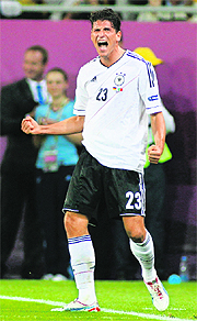 German striker Mario Gomez scored the winner against Denmark in their previous game.