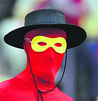 A Spanish fan in a costume prior to the match between Spain and Ireland at the Gdansk Arena on Thursday. �