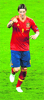Spanish forward Fernando Torres celebrates after scoring against the Republic of Ireland in Gdansk on Thursday. Spain won 4-0.