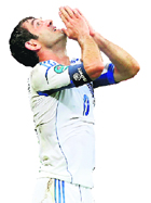 Greece�s captain Giorgos Karagounis celebrates after scoring the winning goal against Russia in Warsaw on Saturday.