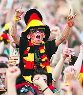  A young German fan is pictured before their quarterfinal against Greece in Gdansk on Friday.