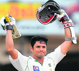Pakistan�s Azhar Ali celebrates after scoring a century against Sri Lanka in Colombo