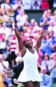 Serena Williams celebrates her victory over Victoria Azarenka on Thursday