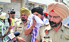 Accused Romi Uppal after being produced in a court in Jalandhar.