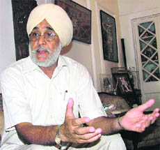 Ajit Pal Singh, who has been appointed the chef-de-mission of the Indian contingent for the London Olympics, at his home in New Delhi. 