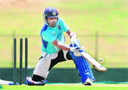 Sri Lankan captain Mahela Jayawardene plays a shot during a practice session in Hambantota on Friday. India and Sri Lanka play the first of the five one-day matches on Saturday.