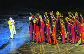children perform at the opening ceremony.