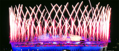 Fireworks light up the Olympic stadium. � AFP