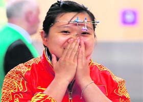 Guo finished with 488.1 points France's Celine Goberville claimed silver in a shootoff Ukraine's Olena Kostevych after both finished on 486.6