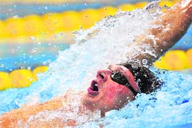 American ace Ryan Lochte in action on Sunday