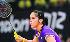 Saina Nehwal in action during her bronze medal match in London on Saturday.