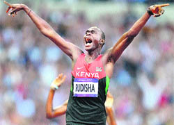 Kenya's David Rudisha maintained his 800m supremacy with World Record timing  (1.40.91s) at the Olympic Park on Saturday
