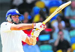 VVS Laxman plays one of his famed pull shots.