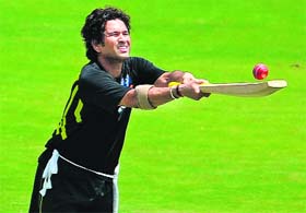 Sachin Tendulkar during a training session in Hyderabad on Wednesday