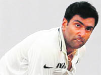 Ravichandran Ashwin bowls during the second day of their first Test against New Zealand in Hyderabad on Friday. 