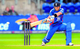 England's Ian Bell hits a shot during the first ODI against South Africa in Cardiff on Friday. The match was abandoned after heavy rain.