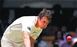 Kiwi seamer Tim Southee picked up three of the five Indian wickets to fall on Saturday.