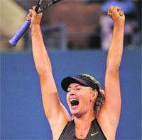 Maria Sharapova celebrates her win on Sunday. 
