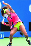 Serena Williams charged into the quarterfinals with a 6-0 6-0 win over Czech Andrea Hlavackova on Monday. In another match Andy Murray beat Milos Raonic 6-4 6-4 6-2. � Reuters