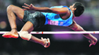 Girisha Hosanagara Nagarajegowda jumped a height of 1.74 metres in the F42 