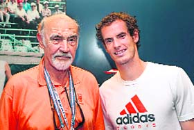 �Fan� Andy Murray with Sir Sean Connery, the former James Bond, after his semifinal win