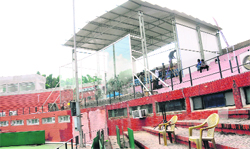 The Prime Minister�s enclosure at the CLTA complex, Sector-10 is drawing a lot of attention ahead of the Davis Cup tie. � Tribune photo: Pradeep Tewari