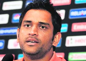 Indian captain MS Dhoni speaks at a press conference in Colombo on Wednesday, ahead of the Twenty20 World Cup, which begins on September 18