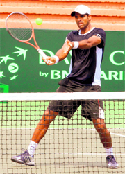 Vishnu Vardhan during practice on Friday.