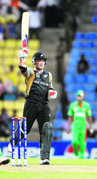 Brendon McCullum celebrates his century on Friday