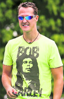 Michael Schumacher of Mercedes sports a Bob Marley T-shirt before the start of the race. 