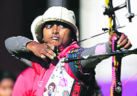 Deepika Kumari in action.