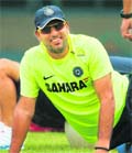 India's Yuvraj Singh  rest during training ahead of their match against Australia in Colombo on Thursday. 