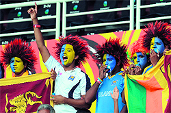 A rare scene at the T20 World Cup, a bit of support for one of the teams