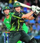 Shane Watson hits out during his knock of 70 on Sunday.
