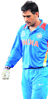 MS Dhoni feels the heat as the team falters in the Super Eight stage. 