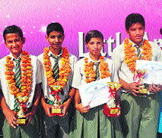 A group photo of the winners of the Little Angel Lawn Tennis Academy, Sonepat.