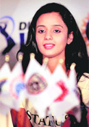 Deccan Chargers co-owner Gayatri Reddy at a press conference. 