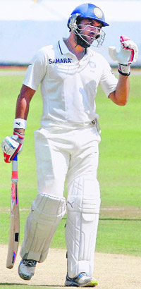 North Zone�s Yuvraj Singh on his way to a double ton against Central Zone on Day Two of the Duleep Trophy semifinals in Hyderabad on Monday. 