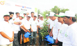 MSIL officials at the launch of company�s corporate social responsibility initiative �Green Aravalli� at Panchgaon village, near Manesar. A Tribune photograph