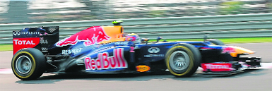 Red Bull�s Mark Webber (in pic) and Sebastian Vettel were in top gear at BIC on Saturday. � AFP