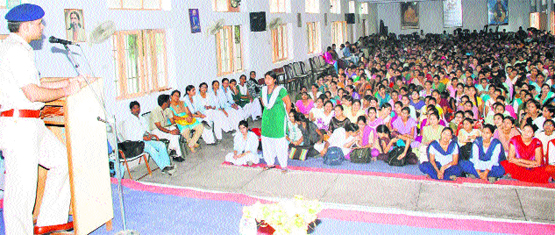 Girls attend a seminar on �Safety of Women�, organised by DN College, Kurukshetra, on its premises. Photo: DR Vij.