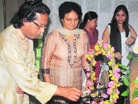 Classical music exponent Subhash Ghosh inaugurates a music seminar at DAV college, Yamunanagar.